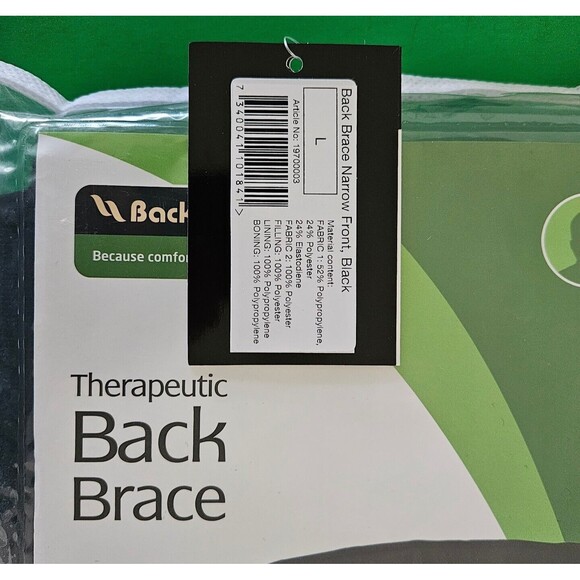 BACK ON TRACK Narrow Front Black Back Brace Size Large- Black -4 Way Stretch - Picture 6 of 7